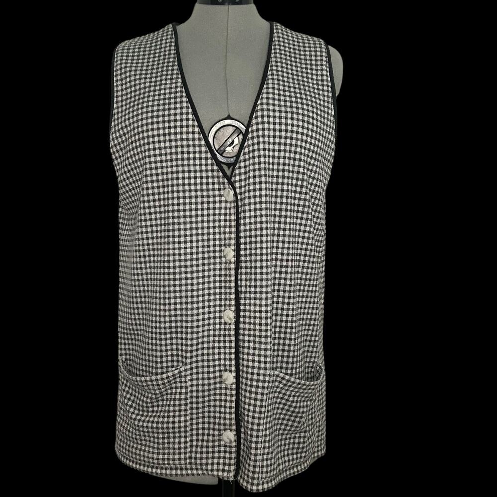 Vintage Black and White Plaid Vest Size S